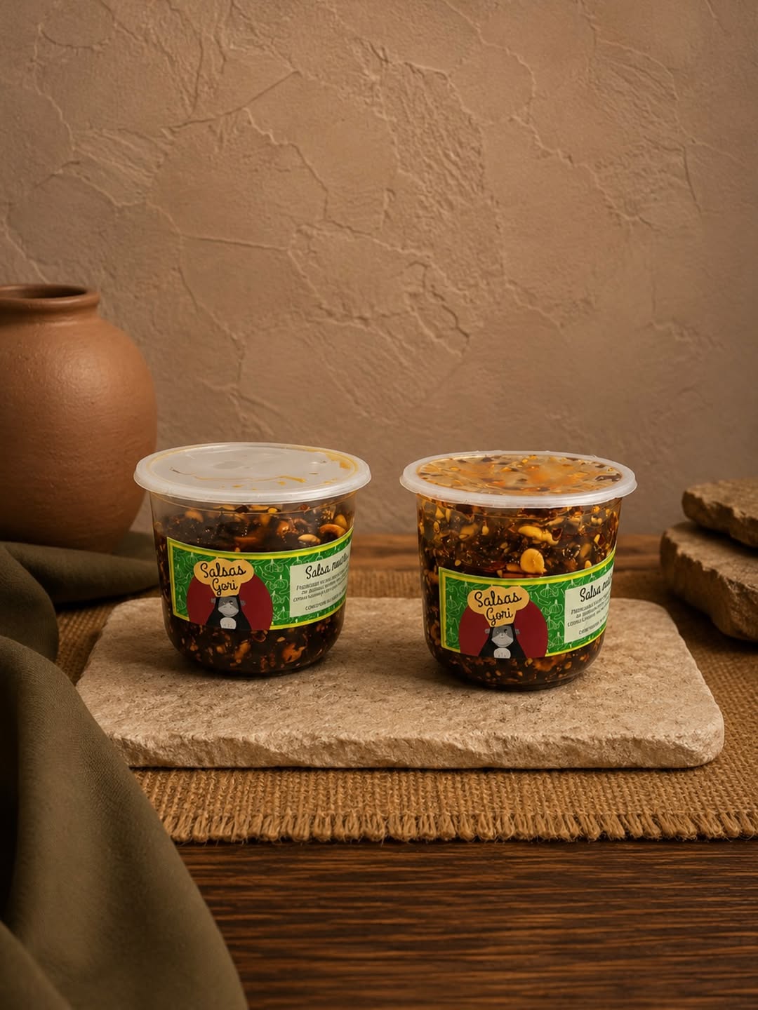 Frasco de salsa macha artesanal seleccionado por El Banasto